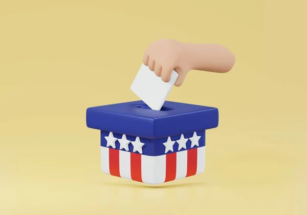 Rendering Concept Usa Midterm Election Hand Put Paper Box Render — стоковое фото