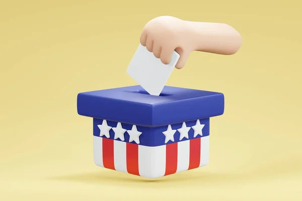 Rendering Concept Usa Midterm Election Hand Put Paper Box Render — стоковое фото