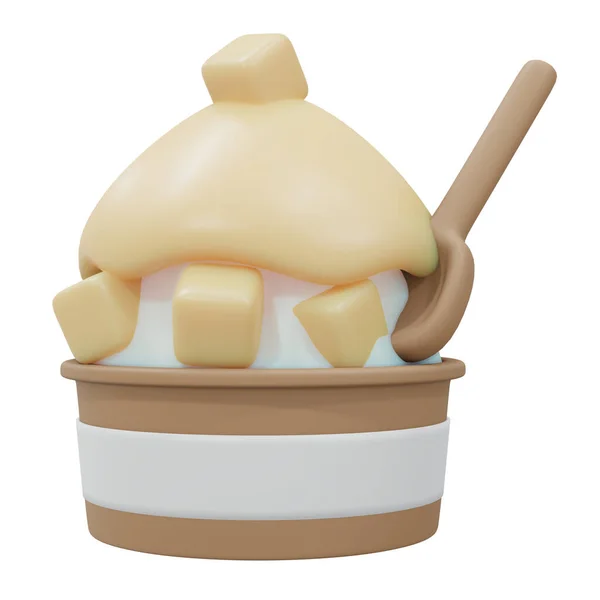 Rendering Cup Mango Ice Cream Soft Ice Isolated White Render — 스톡 사진