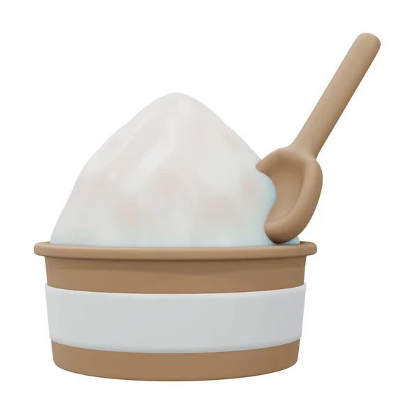 Rendering Cup Milk Ice Cream Soft Ice Isolated White Render — Fotografia de Stock