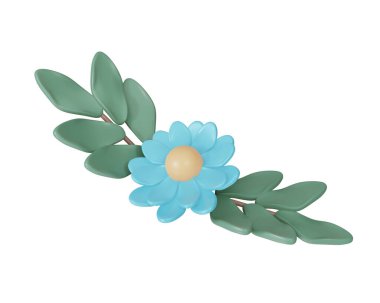 3D Rendering set of flower for corner card or presentation decoration isolated on white background. 3d render cartoon style.