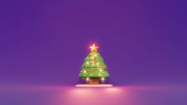 Concepto Renderizado Caja Regalo Árbol Navidad Estrella Brillante Sobre Fondo — Foto de Stock
