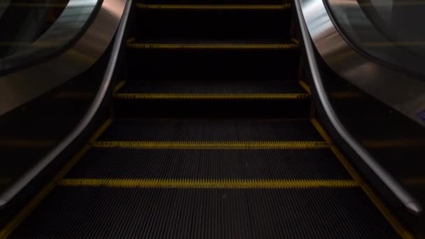 Close Shot Empty Moving Staircase Running Modern Escalator Stairs Which — Stock Video