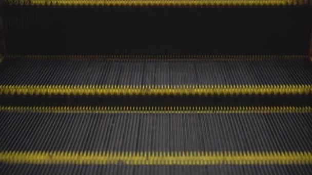 Close Shot Empty Moving Staircase Running Modern Escalator Stairs Which — Stock Video