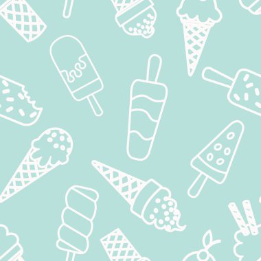Dondurma çizimi. Şekerlemesiz vektör tatlı arkaplanı.