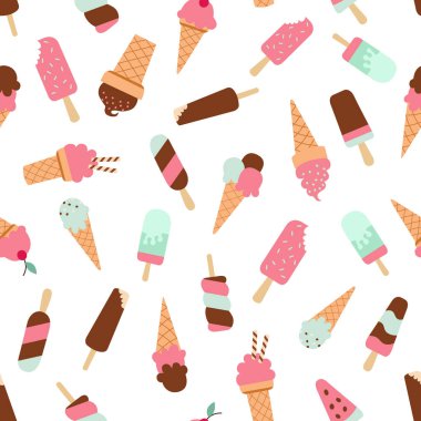 Dondurma çizimi. Şekerlemesiz vektör tatlı arkaplanı.