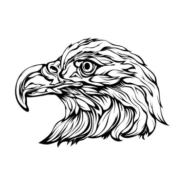 El çizimi kartal kafası amblemi. Maskot kuş vektörü. Logo illüstrasyonu.