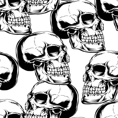 Dekoratif, kusursuz kafatasları. Vektör illüstrasyonu