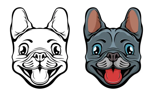 Color Dibujado Mano Cara Cachorro Ilustración Mascotas Arte Del Tatuaje — Vector de stock