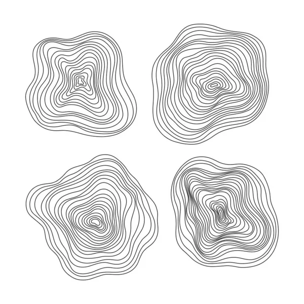 抽象的树环 矢量地形图概念 没有缝隙的背景白色上的细黑线 — 图库矢量图片