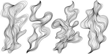 Soyut şekiller seti. El çizimi vektör çizimleri. Mürekkep boyama biçimi bileşimi