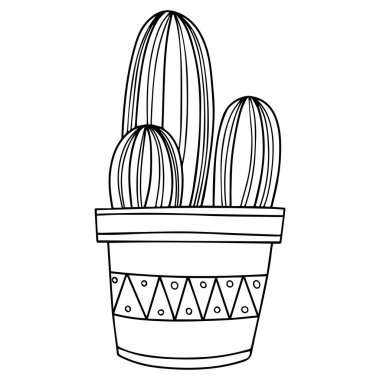 Hand drawn doodle. Houseplant vector. Interior plant in pot.