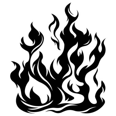 Yangın alevleri beyaz arka planda izole edilmiş. Kabile dövmesi tasarımı.