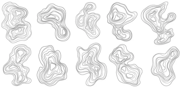 Set Abstract Tree Rings Vector Topographic Map Design Elements Contour — стоковый вектор