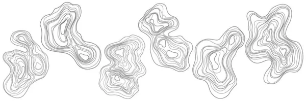Set Abstract Tree Rings Vector Topographic Map Design Elements Contour — Archivo Imágenes Vectoriales