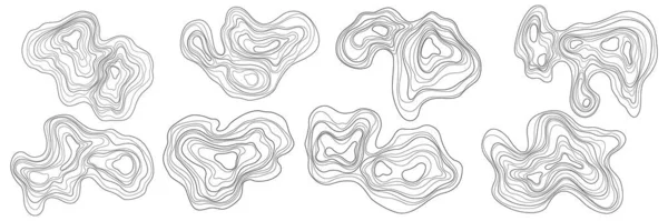 Set Abstract Tree Rings Vector Topographic Map Design Elements Contour — Διανυσματικό Αρχείο