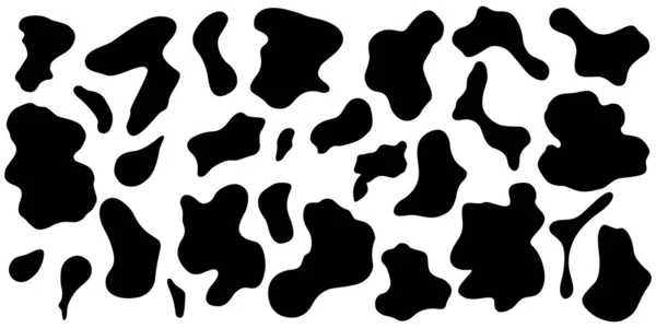 Black White Cow Spots Cow Print Elements Set Animal Design — Vector de stock