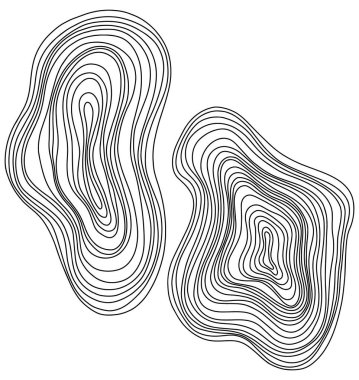 Soyut ağaç halkaları. Vektör topografik harita konsepti. Kusursuz bir geçmişi var. Beyaz üzerine ince siyah çizgiler