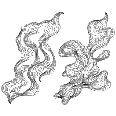 Soyut şekiller seti. El çizimi vektör çizimleri. Mürekkep boyama biçimi bileşimi