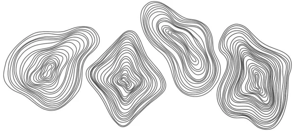 抽象的な木の輪 ベクトル地形図の概念 シームレスな背景 白地に細い黒線 — ストックベクタ