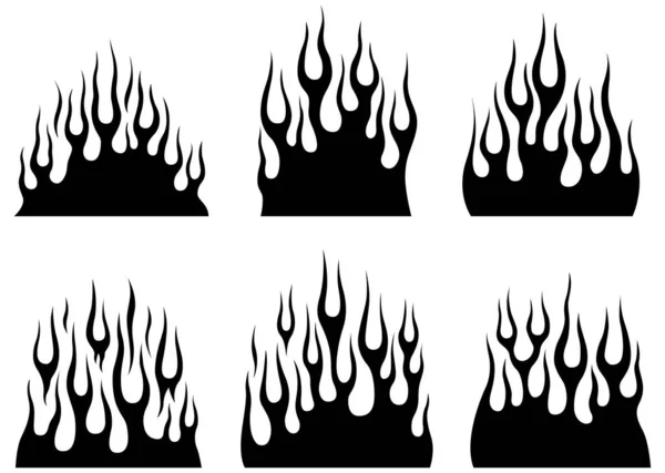 Flammes Feu Isolées Sur Fond Blanc Design Tatouage Tribal — Image vectorielle