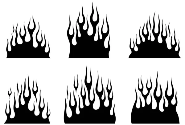 Llamas Fuego Aisladas Sobre Fondo Blanco Diseño Tatuaje Tribal — Vector de stock