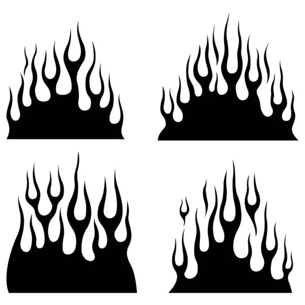 Πυρκαγιά Φλόγες Απομονώνονται Λευκό Φόντο Φυλετικός Σχεδιασμός Τατουάζ — Διανυσματικό Αρχείο
