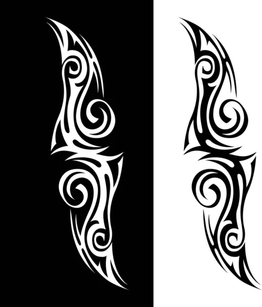 Vector Tribal Tattoo Silhouette Illustration Isolated Abstract Element — Wektor stockowy