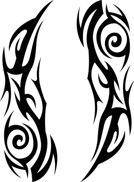 Vector Tribal Tattoo Silhouette Illustration Isolated Abstract Element —  Vetores de Stock