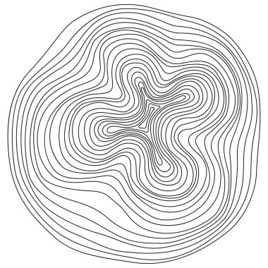 Soyut ağaç halkaları. Vektör topografik harita konsepti. Kusursuz bir geçmişi var. Beyaz üzerine ince siyah çizgiler