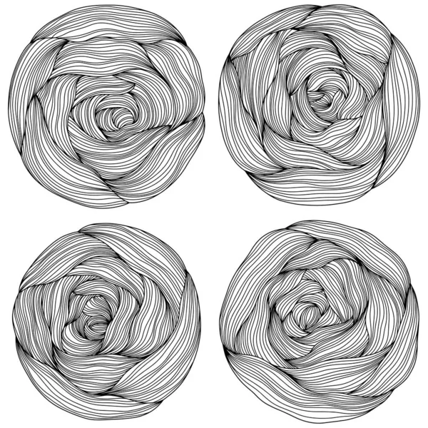 Abstract Roses Vector Topographic Map Concept Seamless Background Thin Black — ストックベクタ