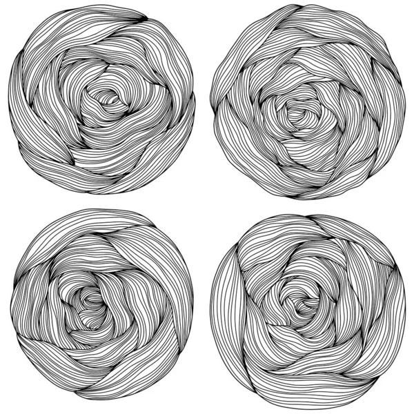 Abstract Roses Vector Topographic Map Concept Seamless Background Thin Black — ストックベクタ