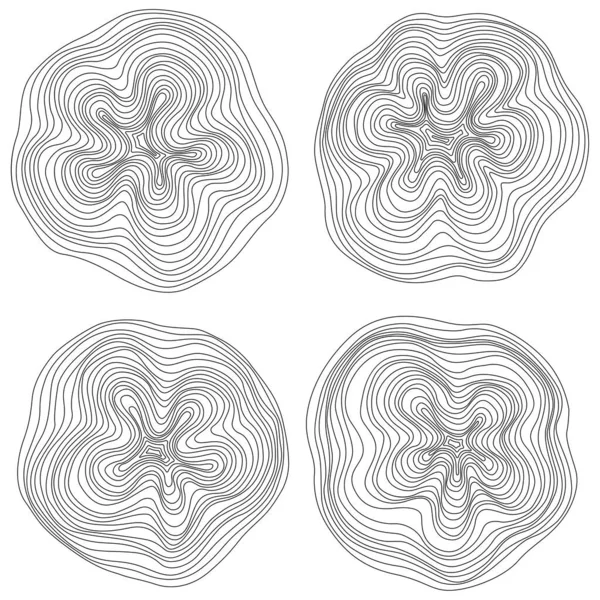 抽象的な木の輪 ベクトル地形図の概念 シームレスな背景 白地に細い黒線 — ストックベクタ