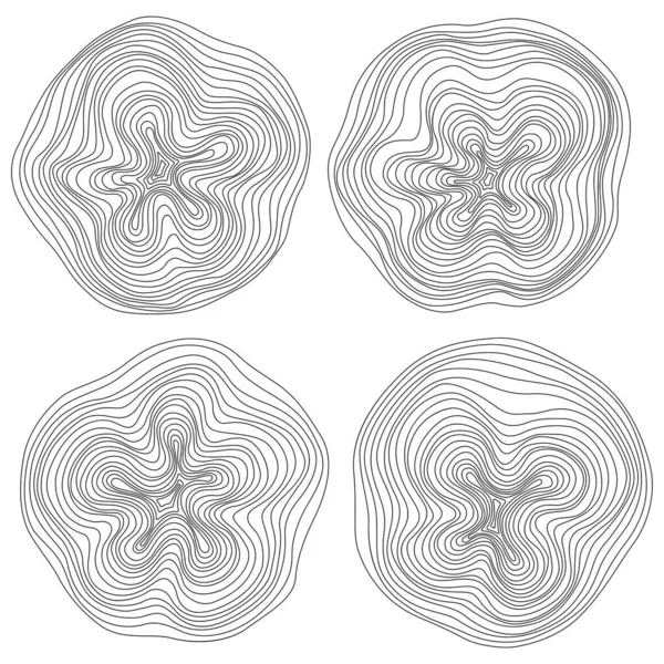 抽象的な木の輪 ベクトル地形図の概念 シームレスな背景 白地に細い黒線 — ストックベクタ
