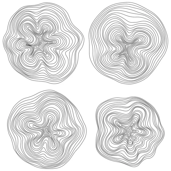 Абстрактные Кольца Деревьев Векторная Топографическая Карта Бесшовный Фон Тонкие Черные — стоковый вектор
