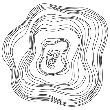 Soyut ağaç halkaları. Vektör topografik harita konsepti. Kusursuz bir geçmişi var. Beyaz üzerine ince siyah çizgiler