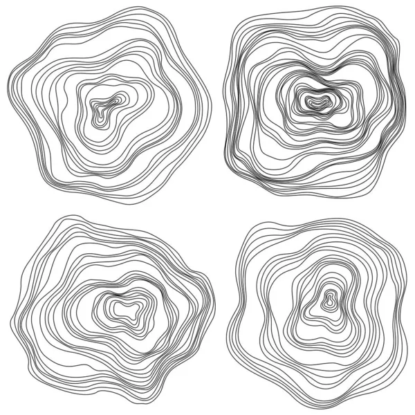 Abstracte Boomringen Vector Topografische Kaart Concept Naadloze Achtergrond Dunne Zwarte — Stockvector