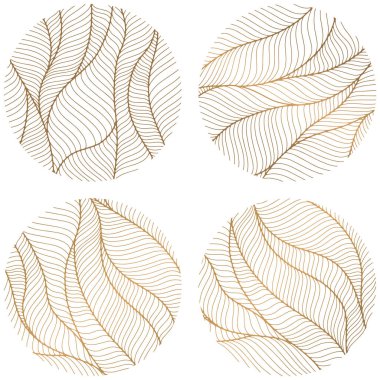 Set of abstract design. Circle dynamic waves and lines. Hand drawn simple shapes.