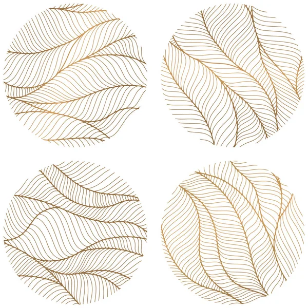 Set Abstract Design Circle Dynamic Waves Lines Hand Drawn Simple — Stock vektor