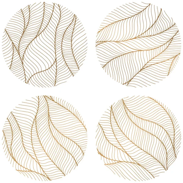 Set Abstract Design Circle Dynamic Waves Lines Hand Drawn Simple — Stock vektor