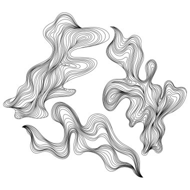 Soyut şekiller seti. Mürekkep boyama tarzı soyut kompozisyon. El çizimi Vektör illüstrasyonları.