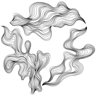 Soyut şekiller seti. Mürekkep boyama tarzı soyut kompozisyon. El çizimi Vektör illüstrasyonları.