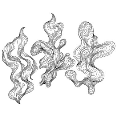 Soyut şekiller seti. Mürekkep boyama tarzı soyut kompozisyon. El çizimi Vektör illüstrasyonları.