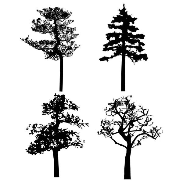 Vector Silhouette Trees Isolated Eps — Vetor de Stock