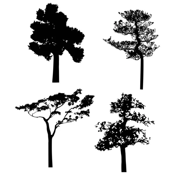 Vector Silhouette Trees Isolated Eps — Vector de stock