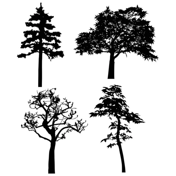 Vector Silhouette Trees Isolated Eps — Stock vektor