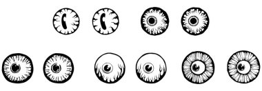  Eyes illustration. Iris decorative image. Circle vector line sketch.