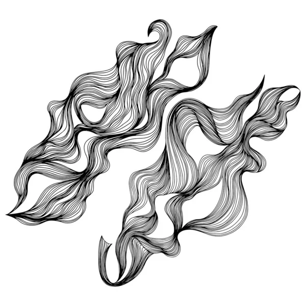一组抽象的形状 手绘矢量图解 水墨画风格作曲 — 图库矢量图片
