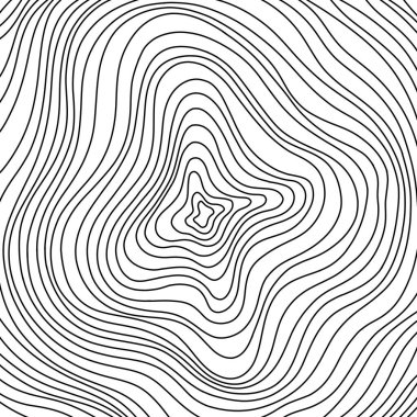 Abstract tree rings. Vector topographic map concept. Thin black lines on white