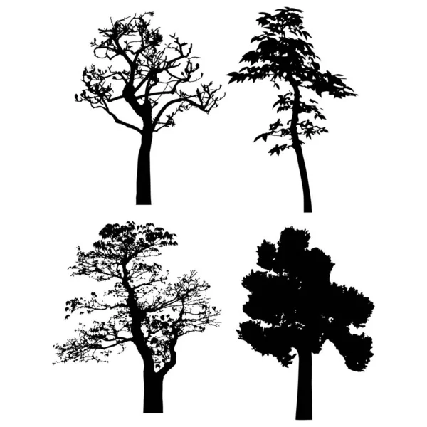 Vector Silhouette Trees Isolated Eps — Vector de stock